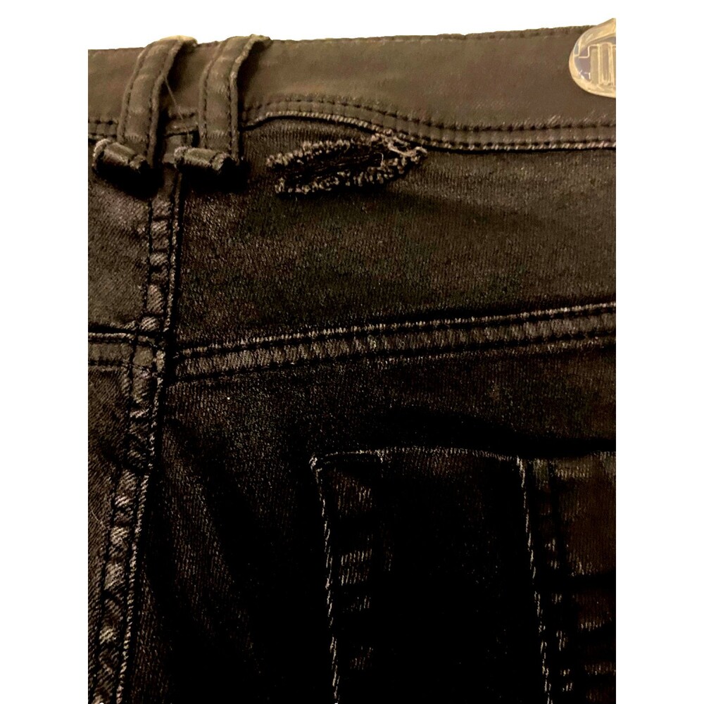 Burberry Brit Westbourne~ Jeans~27" Waist S Small~Black Waxed Skinny Stretch~Rip - Picture 7 of 8